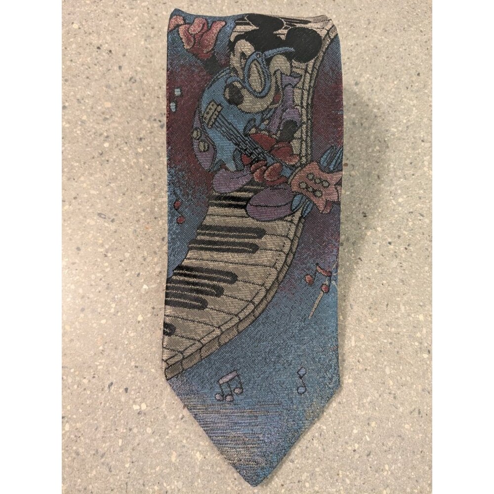 Balancine Disney Tie Mens Rock N Roll Mickey Mouse Musical Piano Vintage3.25x55